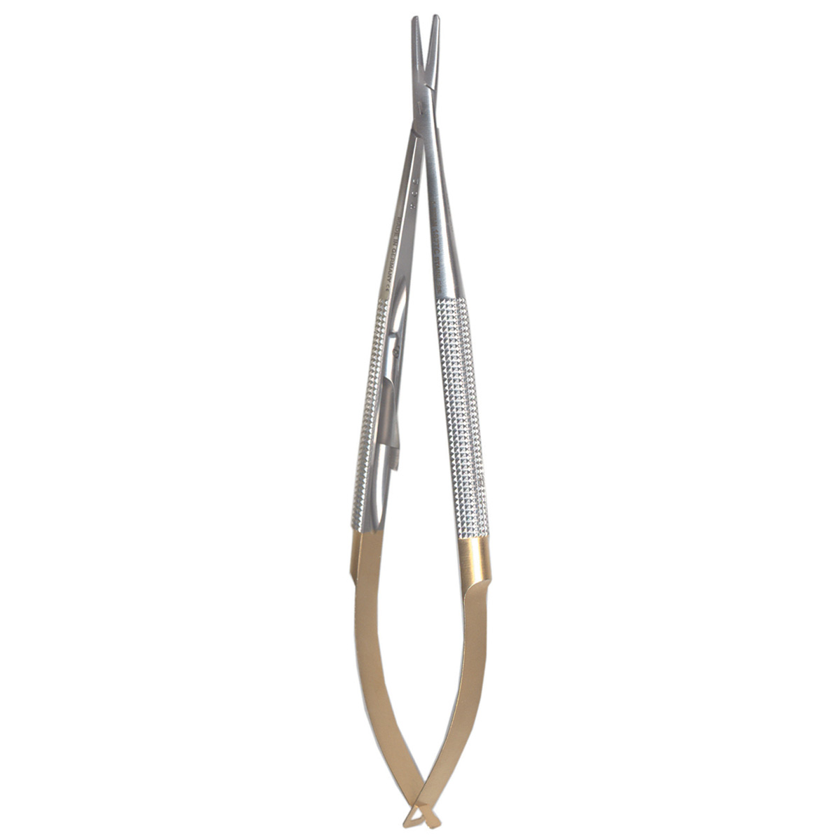 A.Titan - Needle Holder, Castroviejo, Mirco, Straight, Round Handle, Tungsten Carbide Tip, Thick Jaw, 7